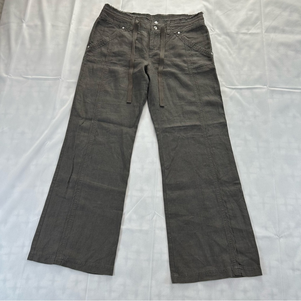 INC International Concepts - 100% Linen off Brown/ olive pants - sz: 8